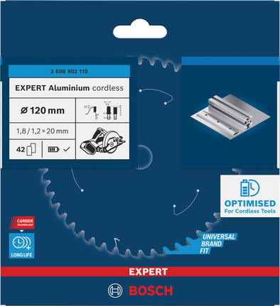 „Bosch EXPERT“ aliuminio akumuliatoriaus diskinio pjūklo diskas 120 mm T42.